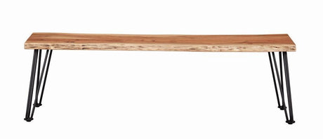 Sherman Natural Acacia/Matte Black Bench by Coaster at Eve Furniture