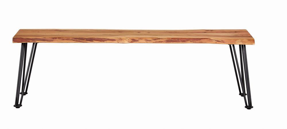 Sherman Natural Acacia/Matte Black Bench by Coaster at Eve Furniture