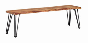 Sherman Natural Acacia/Matte Black Bench by Coaster at Eve Furniture