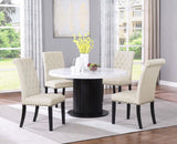 Sherry Beige Fabric 5-Piece Round Dining Set