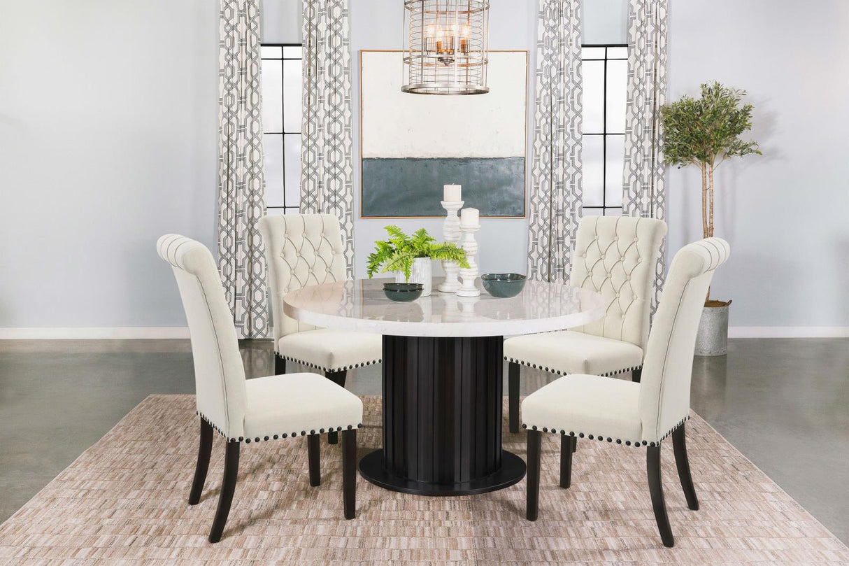 Sherry Beige Fabric 5-Piece Round Dining Set