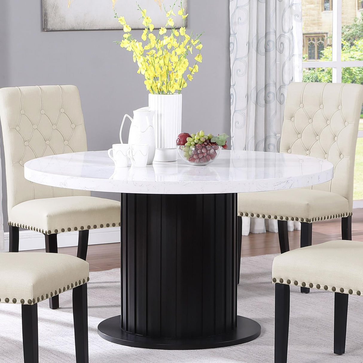 Sherry Rustic Espresso/White Round Dining Table