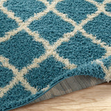 Cozy Moroccan Trellis Turquoise Shaggy Area Rug - 8X10