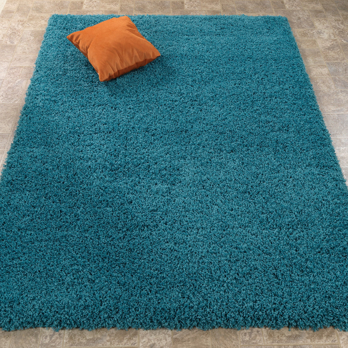 Cozy Solid Turquoise Shaggy Area Rug - 8X10