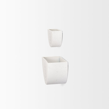 Shilo Matte White Metal Hanging Wall Planter (Set of 2) by Mercana at Eve Furniture