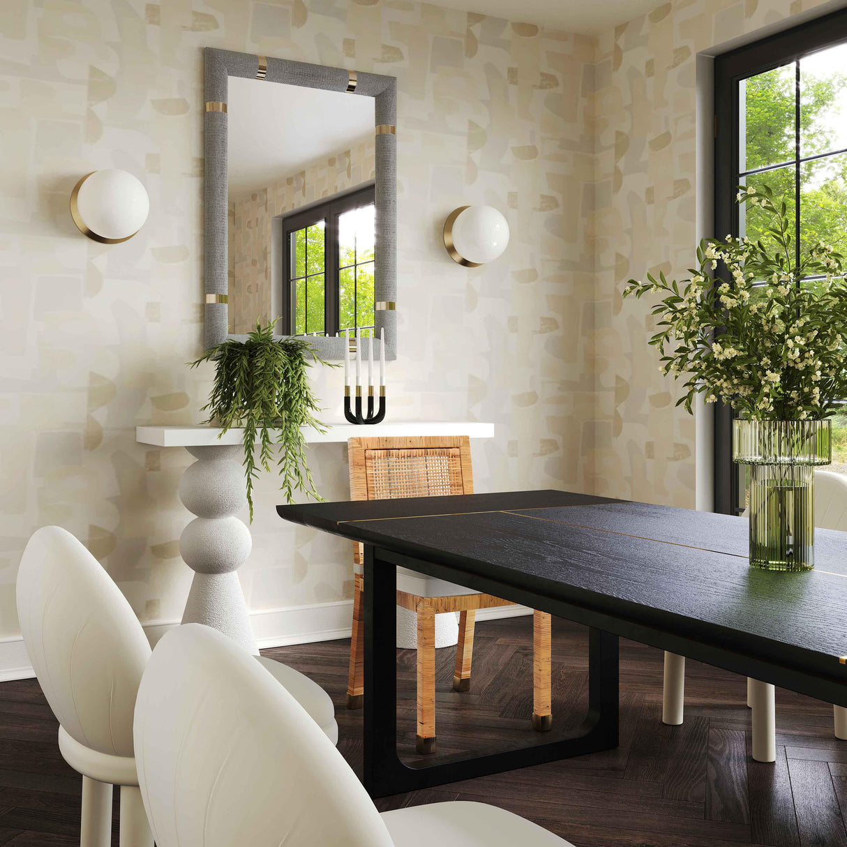 Shiloh Black Ash 102" Rectangular Dining Table by TOV Furniture at Eve Furniture