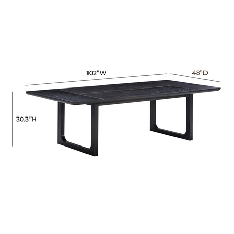 Shiloh Black Ash 102" Rectangular Dining Table by TOV Furniture at Eve Furniture
