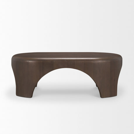 Shima Oval Dark Brown Wood w/ Arched Legs Coffee Table by Mercana at Eve Furniture