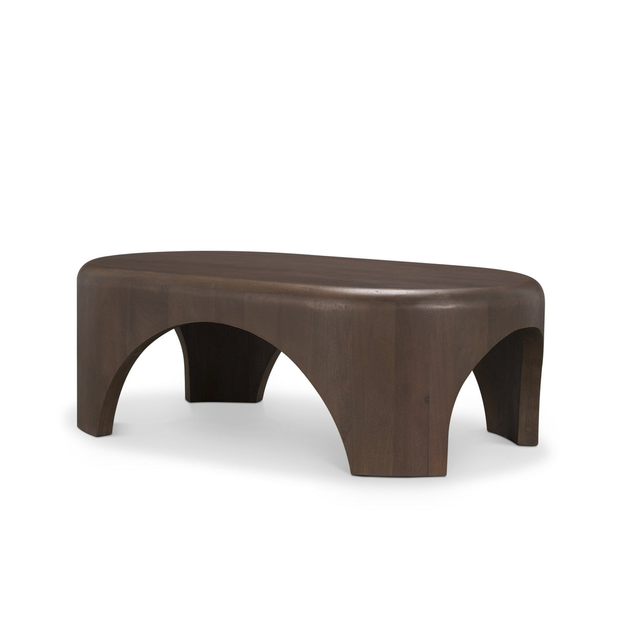 Shima Oval Dark Brown Wood w/ Arched Legs Coffee Table by Mercana at Eve Furniture
