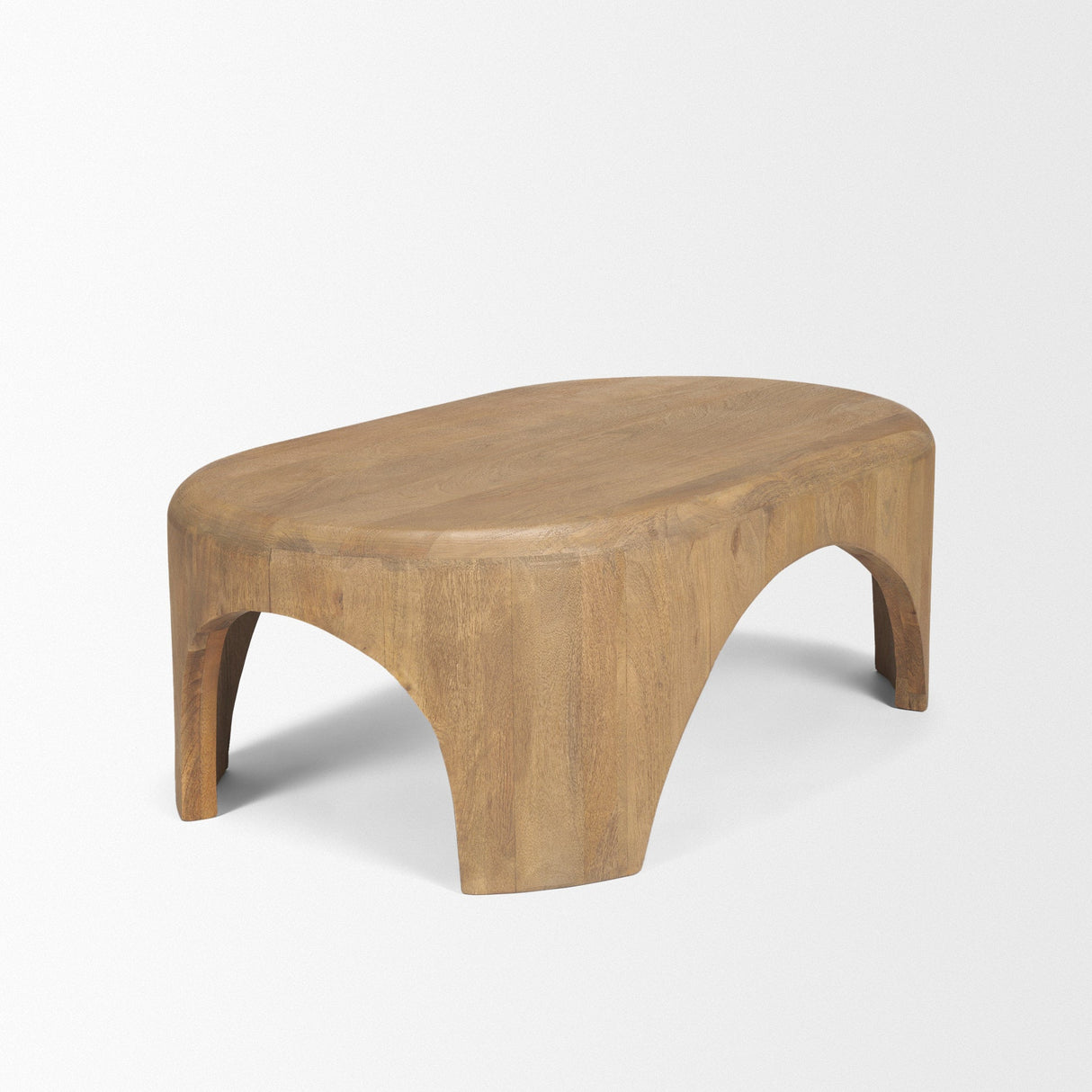 Shima Oval Light Brown Wood w/ Arched Legs Coffee Table by Mercana at Eve Furniture