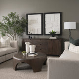 Shima Round Dark Brown Wood W/Arched Legs Coffee Table by Mercana at Eve Furniture