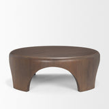 Shima Round Dark Brown Wood W/Arched Legs Coffee Table by Mercana at Eve Furniture