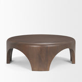Shima Round Dark Brown Wood W/Arched Legs Coffee Table by Mercana at Eve Furniture