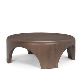 Shima Round Dark Brown Wood W/Arched Legs Coffee Table by Mercana at Eve Furniture