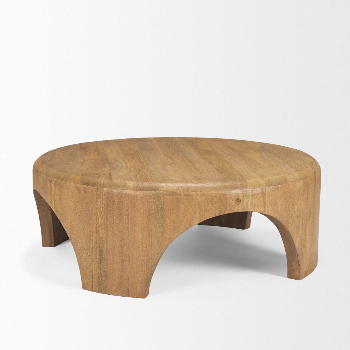 Shima Round Light Brown Wood W/Arched Legs Coffee Table by Mercana at Eve Furniture