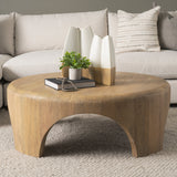 Shima Round Light Brown Wood W/Arched Legs Coffee Table by Mercana at Eve Furniture