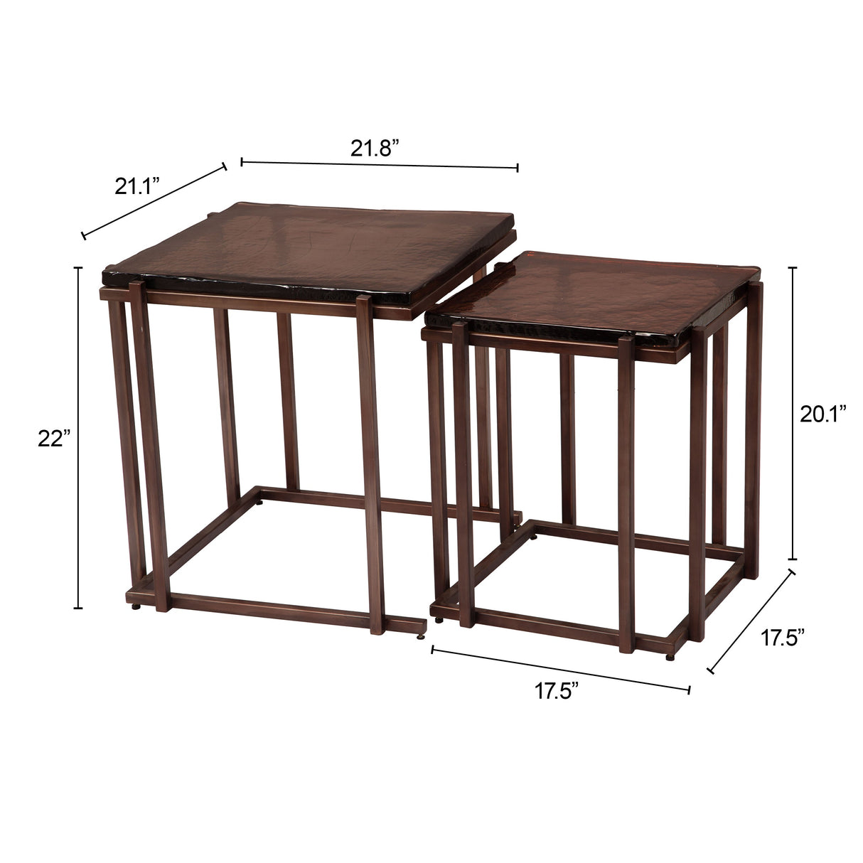 Shimai Bronze Nesting Tables (2-Piece) by Zuomod at Eve Furniture