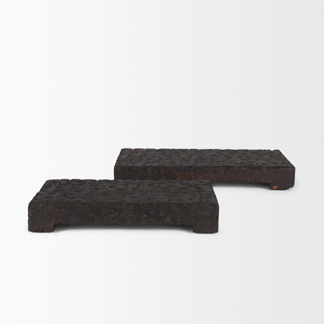 Shira Reclaimed Dark Brown Wooden Riser (Set of 2) by Mercana at Eve Furniture