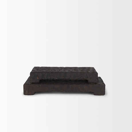 Shira Reclaimed Dark Brown Wooden Riser (Set of 2) by Mercana at Eve Furniture