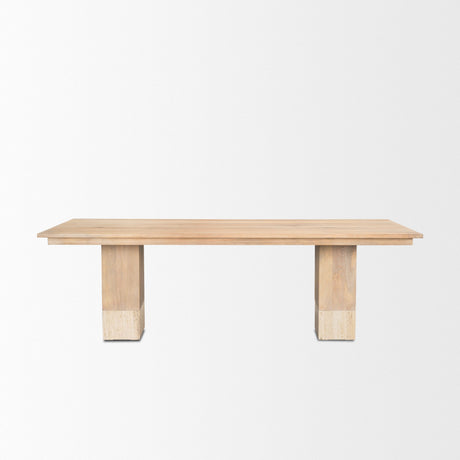 Shivon Light Brown Mango Wood W/ Travertine Dining Table by Mercana at Eve Furniture