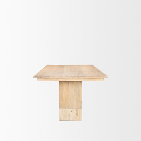 Shivon Light Brown Mango Wood W/ Travertine Dining Table by Mercana at Eve Furniture
