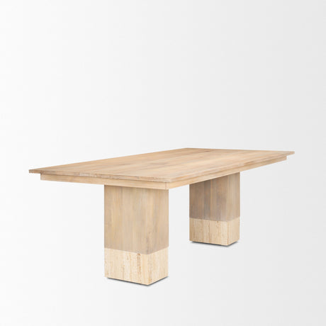 Shivon Light Brown Mango Wood W/ Travertine Dining Table by Mercana at Eve Furniture