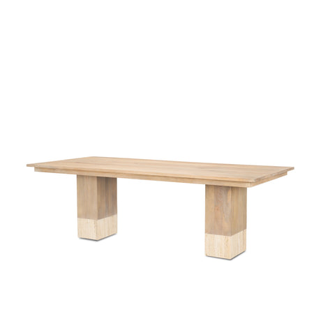Shivon Light Brown Mango Wood W/ Travertine Dining Table by Mercana at Eve Furniture