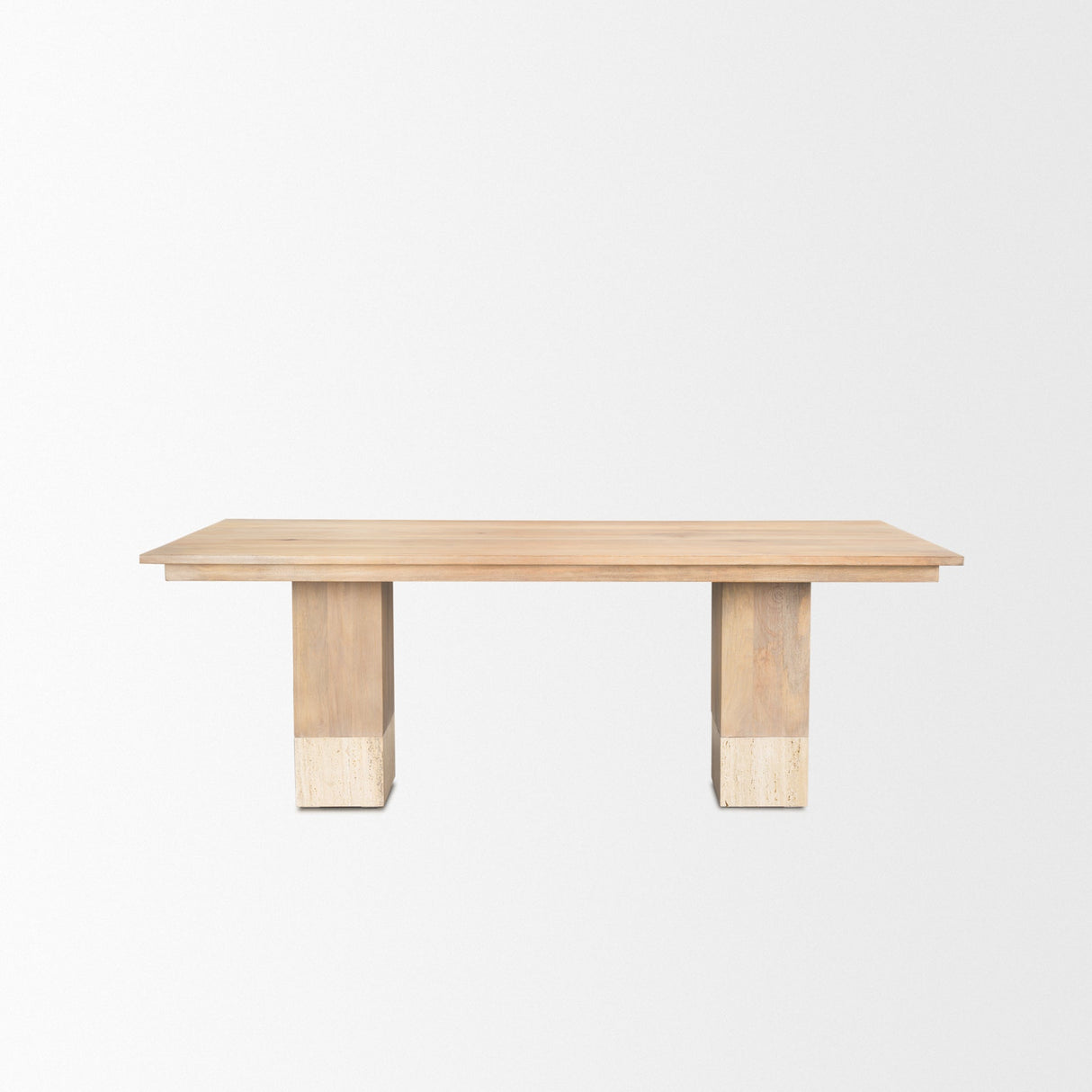 Shivon Rectangular Light Brown Mango Wood W/ Travertine Dining Table by Mercana at Eve Furniture