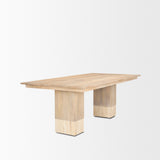 Shivon Rectangular Light Brown Mango Wood W/ Travertine Dining Table by Mercana at Eve Furniture