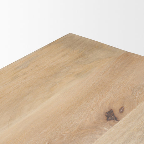 Shivon Rectangular Light Brown Mango Wood W/ Travertine Dining Table by Mercana at Eve Furniture
