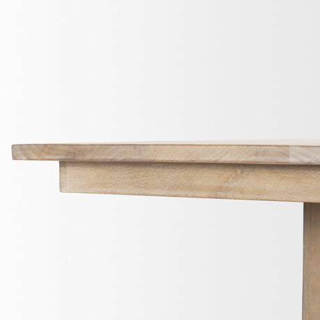 Shivon Rectangular Light Brown Mango Wood W/ Travertine Dining Table by Mercana at Eve Furniture