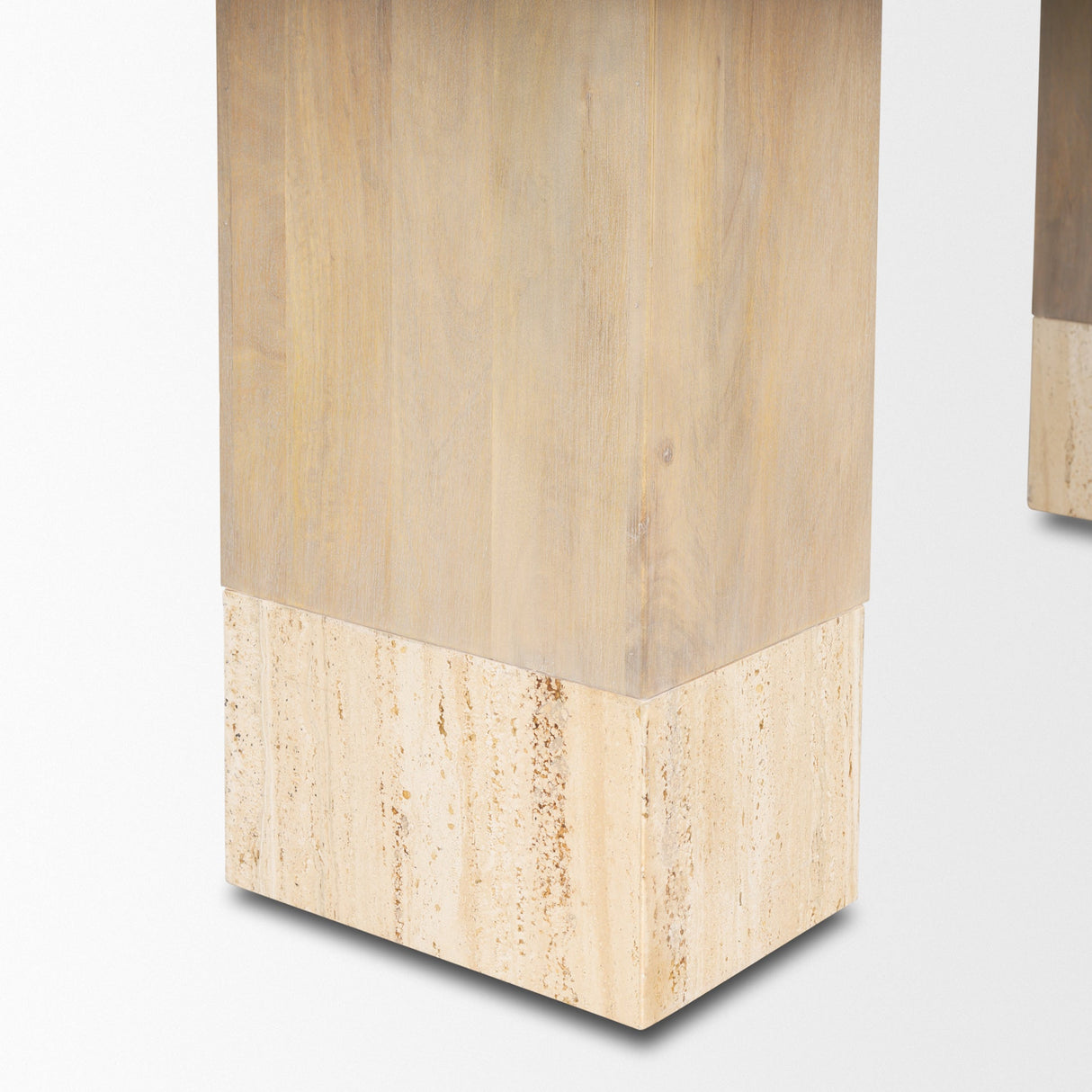 Shivon Rectangular Light Brown Mango Wood W/ Travertine Dining Table by Mercana at Eve Furniture
