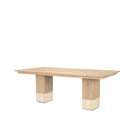 Shivon Rectangular Light Brown Mango Wood W/ Travertine Dining Table by Mercana at Eve Furniture