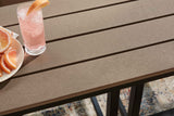 Shoreline Beach Black/Beige Outdoor Counter Table and 2 Barstools by Ashley at Eve Furniture