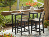 Shoreline Beach Black/Beige Outdoor Counter Table and 2 Barstools by Ashley at Eve Furniture