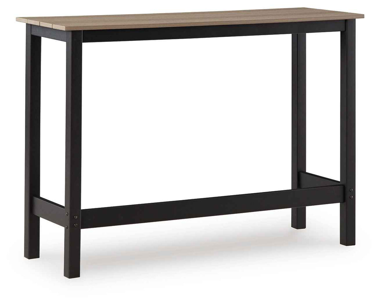 Shoreline Beach Black/Beige Outdoor Counter Table and 2 Barstools by Ashley at Eve Furniture