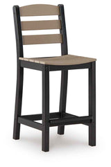 Shoreline Beach Black/Beige Outdoor Counter Table and 2 Barstools by Ashley at Eve Furniture