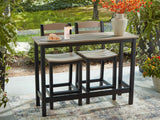 Shoreline Beach Black/Beige Outdoor Counter Table and 2 Barstools by Ashley at Eve Furniture