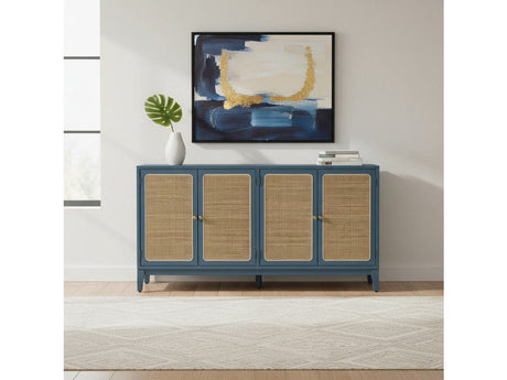 Shoreside Blue/Brown Four-Door Sideboard by Crestview at Eve Furniture