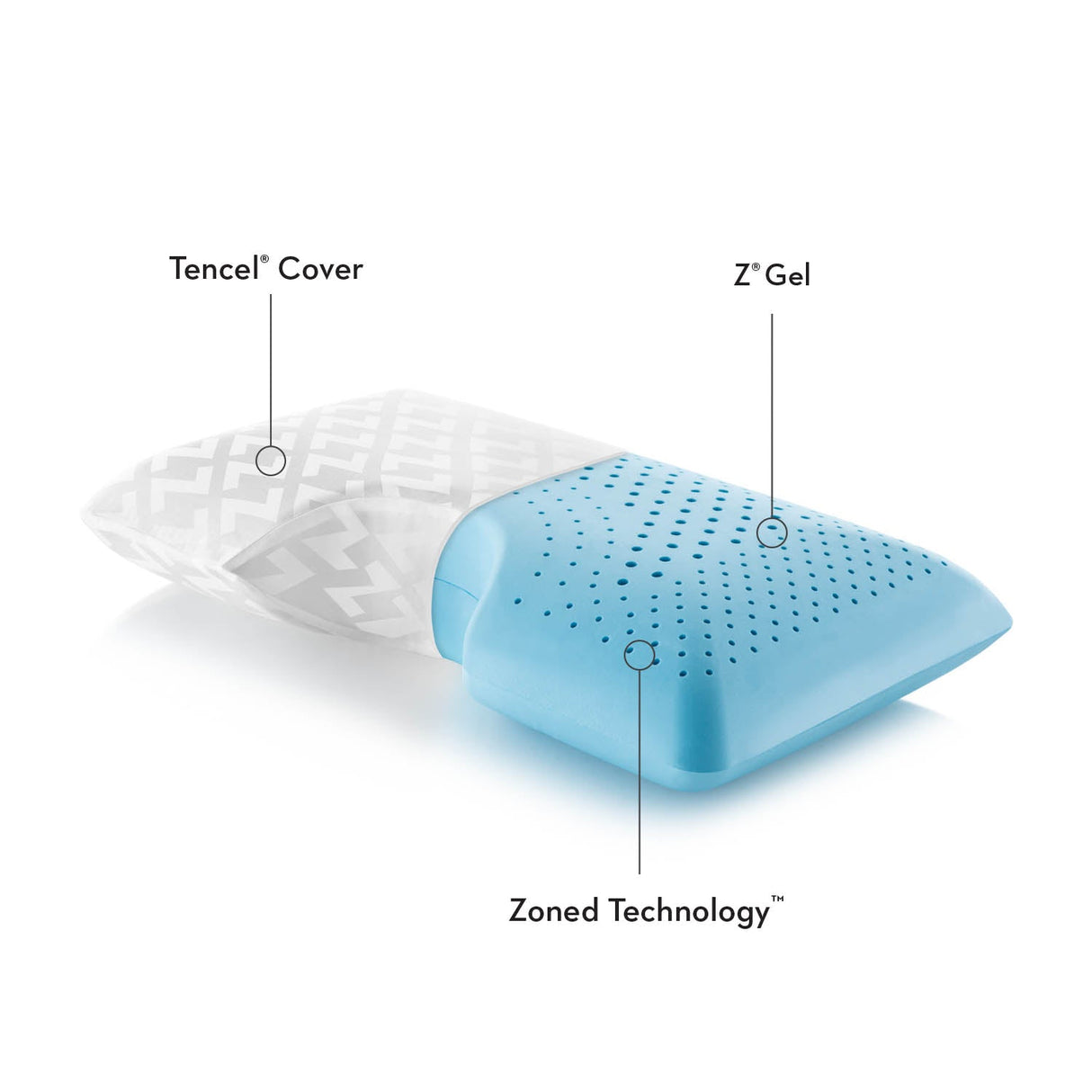 Shoulder Zoned Dough White Queen Pillow by Malouf at Eve Furniture
