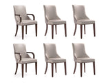 Shubert 6-Piece Faux Leather and Velvet Dining Chair Set in Light Grey by Manhattan Comfort at Eve Furniture