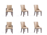 Shubert 6-Piece Faux Leather and Velvet Dining Chair Set in Tan by Manhattan Comfort at Eve Furniture