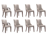 Shubert 8-Piece Faux Leather and Velvet Dining Chair Set in Light Grey by Manhattan Comfort at Eve Furniture