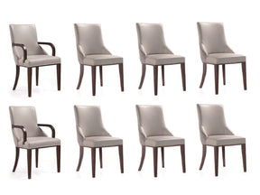 Shubert 8-Piece Faux Leather and Velvet Dining Chair Set in Light Grey by Manhattan Comfort at Eve Furniture