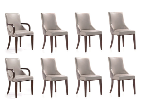 Shubert 8-Piece Faux Leather and Velvet Dining Chair Set in Light Grey by Manhattan Comfort at Eve Furniture