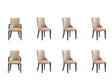 Shubert 8-Piece Faux Leather and Velvet Dining Chair Set in Tan by Manhattan Comfort at Eve Furniture
