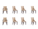Shubert 8-Piece Faux Leather and Velvet Dining Chair Set in Tan by Manhattan Comfort at Eve Furniture