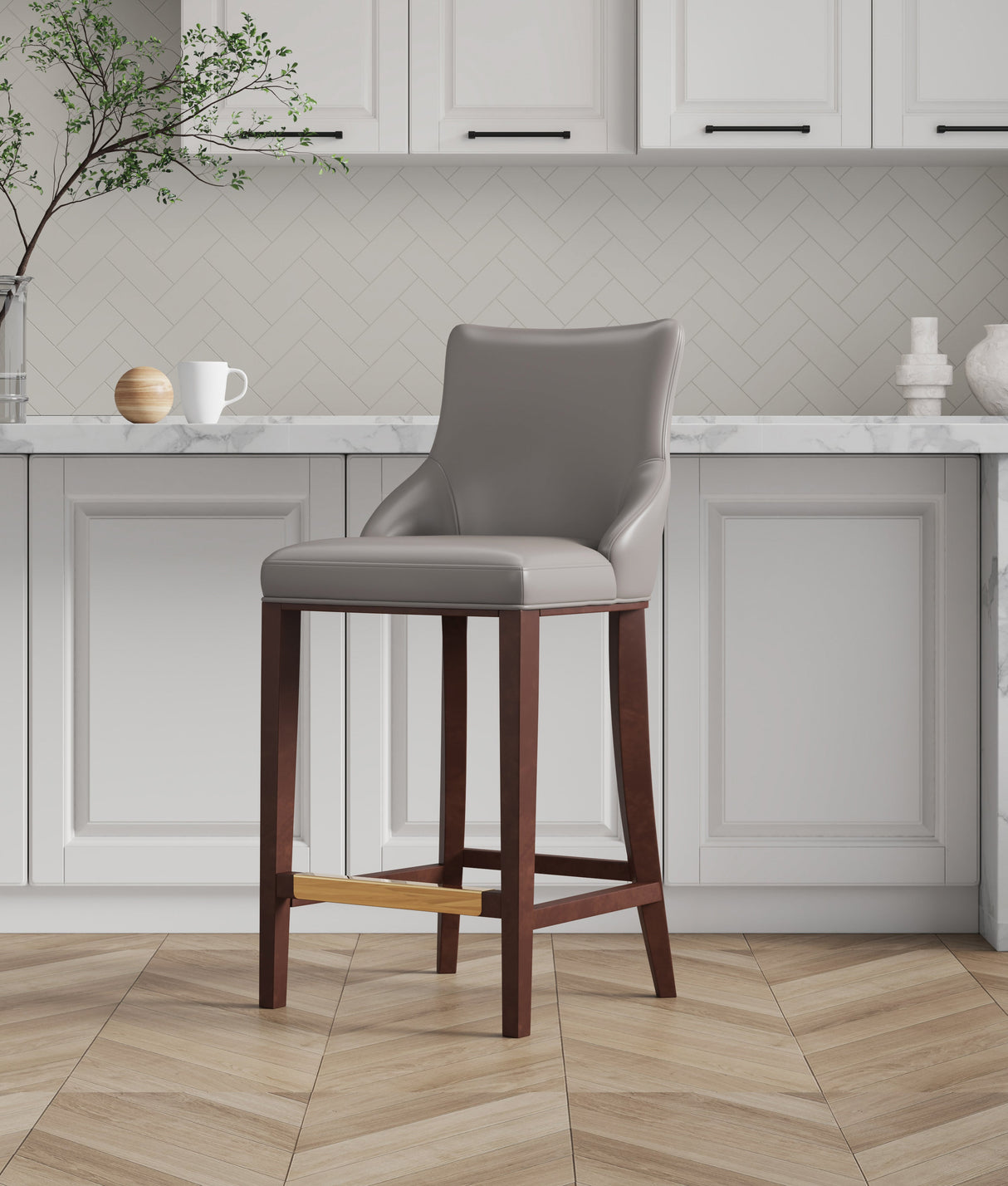 Shubert Barstool in Dark Taupe by Manhattan Comfort at Eve Furniture