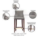 Shubert Barstool in Dark Taupe (set of 2) by Manhattan Comfort at Eve Furniture
