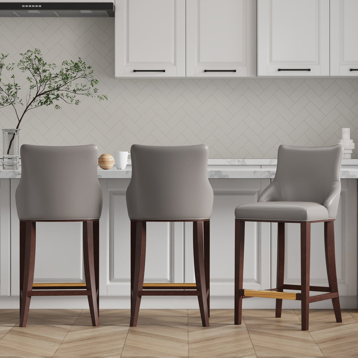 Shubert Barstool in Dark Taupe (set of 3) by Manhattan Comfort at Eve Furniture